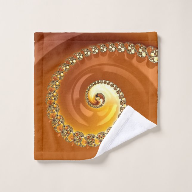 Abstract Gold Orange Gradient Spiral Fractal Wash Wash Cloth (Wash Cloth)