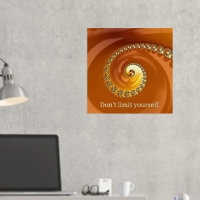 Abstract Gold Orange Spiral Fractal With Quote