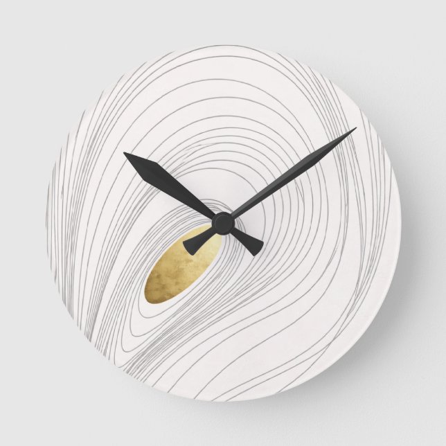 Abstract Gold Oval Wall Art Round Clock (Front)