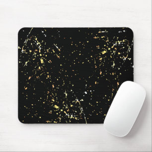 Abstract Gold Paint Splatter Design Mouse Pad