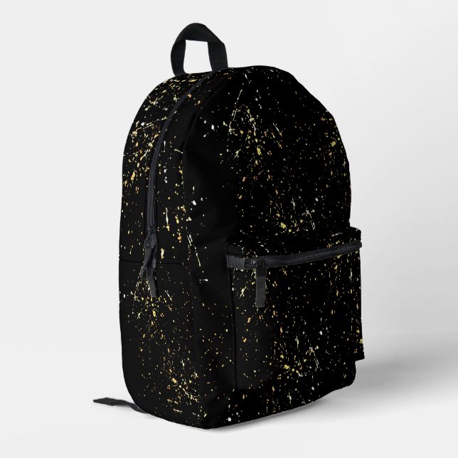 Abstract Gold Paint Splatter Design Printed Backpack (Back Corner Left)