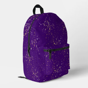 Abstract Gold Paint Splatter On Purple Printed Backpack