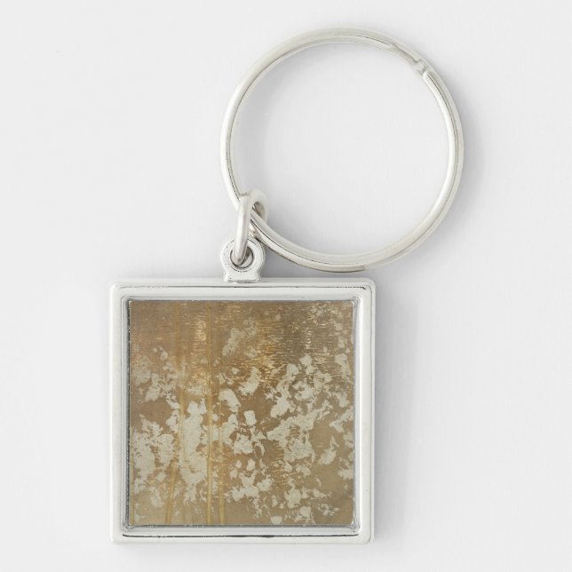 Abstract Gold Painting with Silver Speckles Keychain (Front)