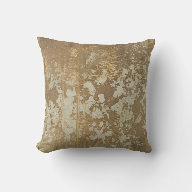 Abstract Gold Painting with Silver Speckles Throw Pillow (Front)