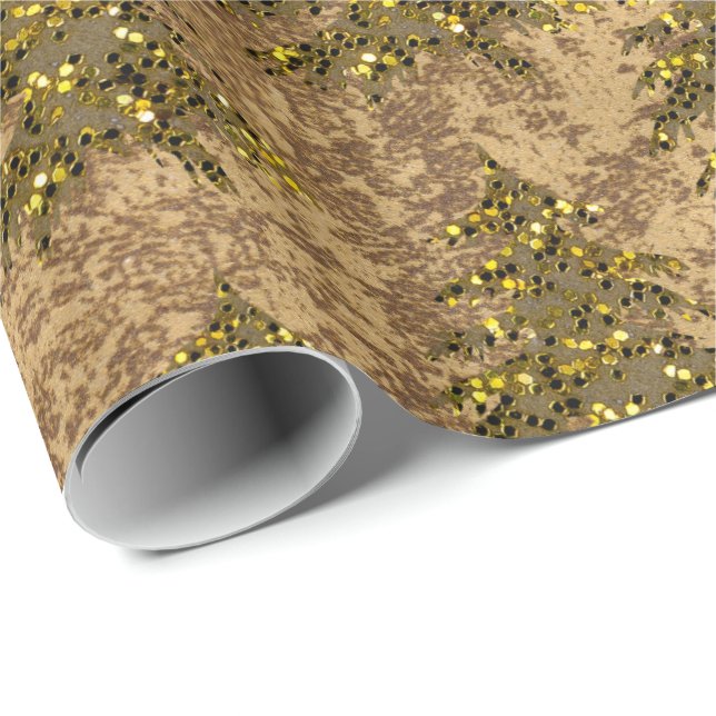 Abstract gold paper & sparkly gold Christmas tree (Roll Corner)