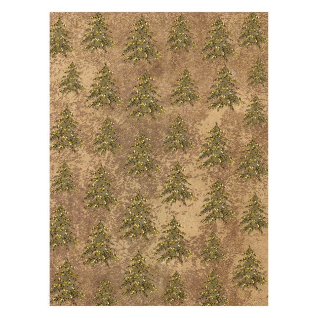 Abstract gold paper & sparkly gold Christmas tree Tablecloth (Front)