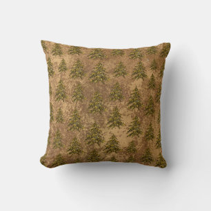 Abstract gold paper & sparkly gold Christmas tree Throw Pillow