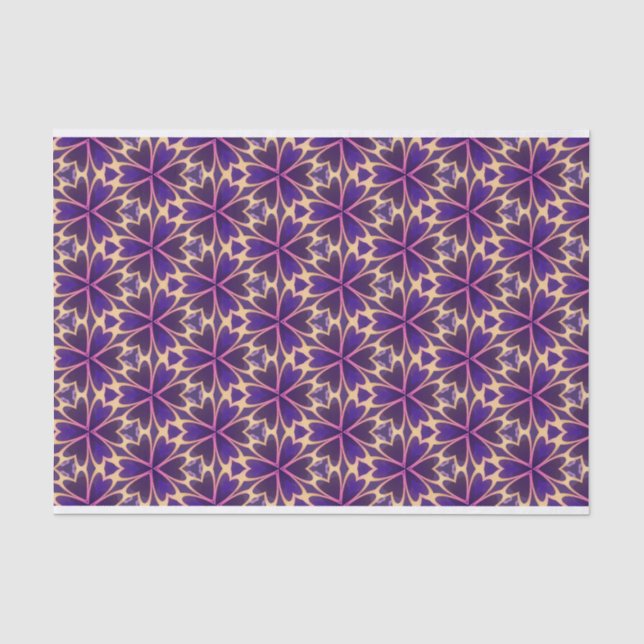 Abstract Gold Pink Flowers Tissue Paper (Front)