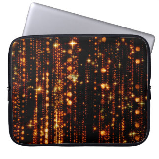Abstract gold rain with bright particles with flar laptop sleeve