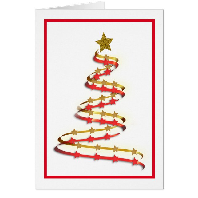 Abstract Gold Red Ribbon Christmas Tree Custom (Front)