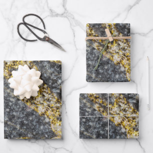 Abstract gold sparkles rocky texture wrapping paper sheet