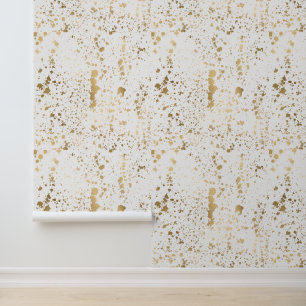 Abstract Gold Splatter Stripes Wallpaper