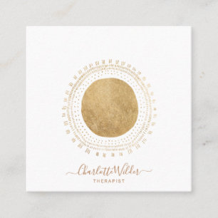 Abstract Gold Sun Therapist Counsellor Square Business Card