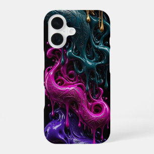 Abstract Gold Teal Magenta Purple Orange  iPhone 16 Case