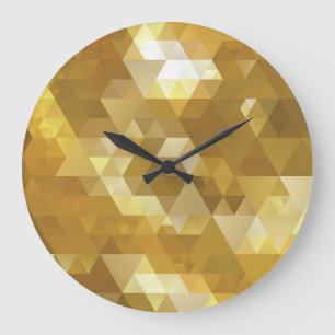 Abstract Gold Triangle Texture Large Clock