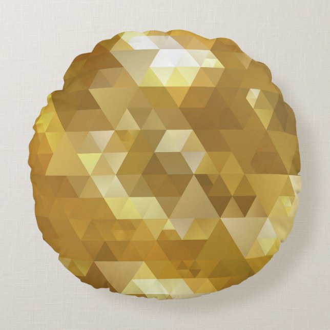 Abstract Gold Triangle Texture Round Pillow (Front)