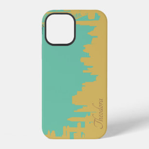 Abstract Gold Tusquoise Buildings iPhone 12 Case