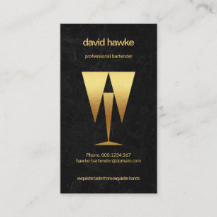 Abstract Gold Tuxedo Black Granite Bartender Business Card