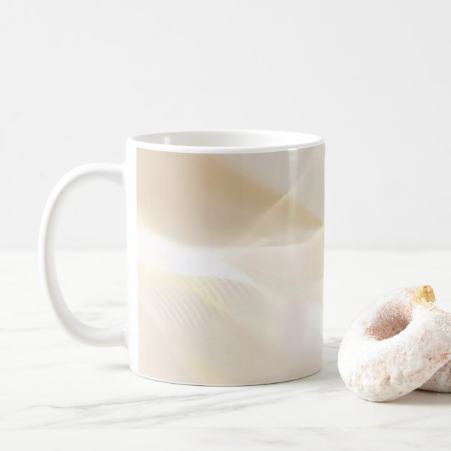 Abstract Gold Waves on White Coffee Mug (With Donut)