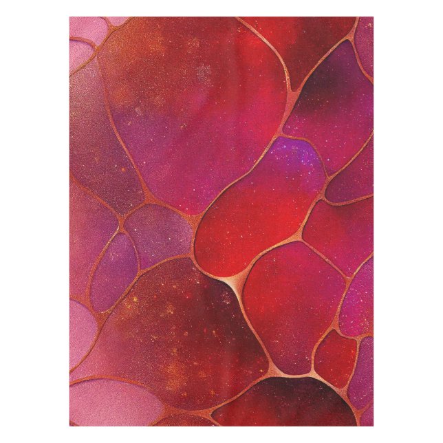 Abstract Gold web over Violet, Purple and Magenta Tablecloth (Front)