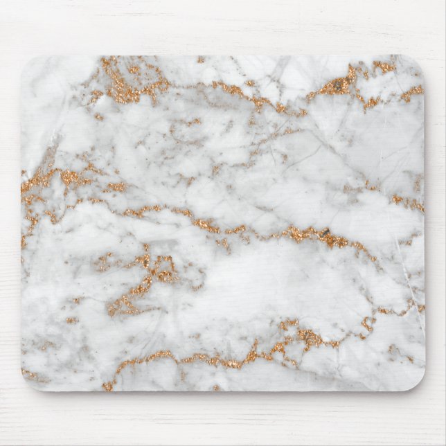 Abstract Gold White Grey Carrara Glitter Marble Mouse Pad (Front)
