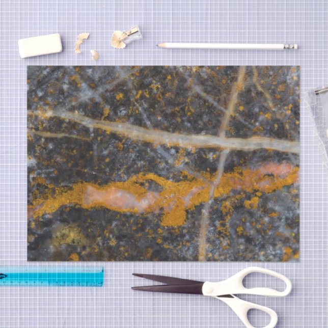 Abstract gold white lines rock texture tissue paper (Craft)