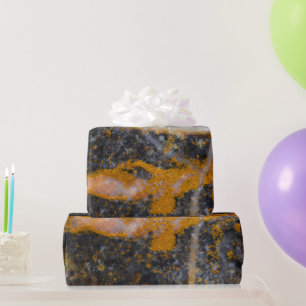 Abstract gold white lines rock texture wrapping paper