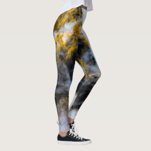 Abstract gold white lines rocky texture leggings