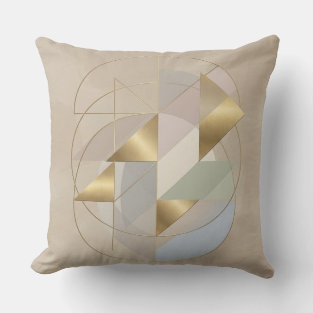 Abstract Golden Accent Throw Pillow | Modern Home  (Front)