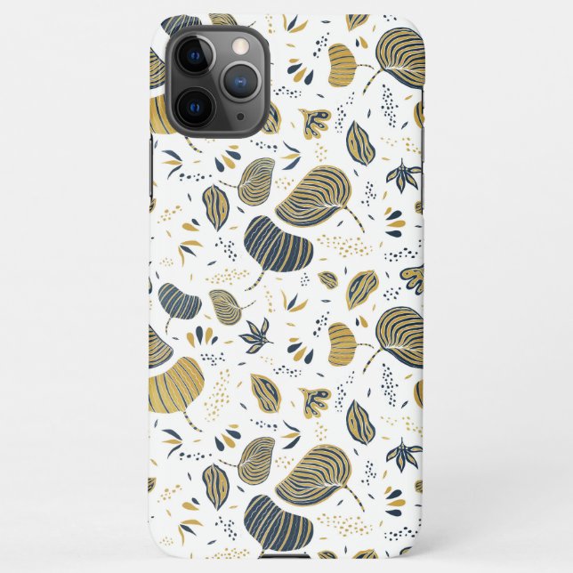 Abstract golden and blue foliage iPhone case (Back)