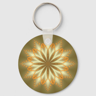Abstract golden and silver flower for Christmas Keychain
