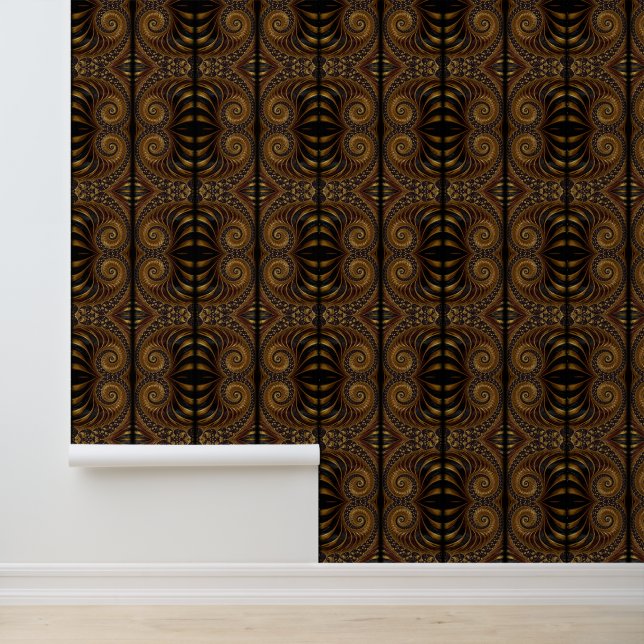 Abstract Golden Fractal Black and Gold Art Pattern Wallpaper (Application)