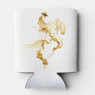 Abstract Golden Horse and Rider Can Cooler
