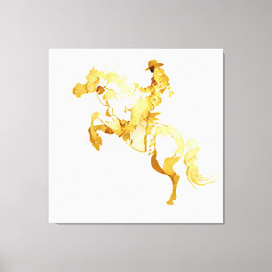 Abstract Golden Horse and Rider Canvas Print