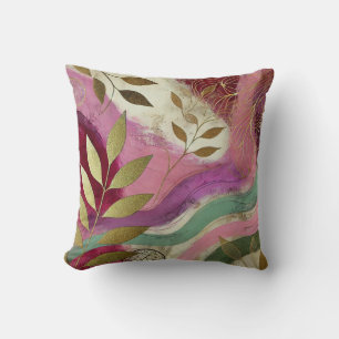 Abstract Golden Leaf Artwork Style 36 Throw Pillow