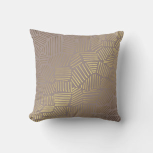 Abstract golden lines pattern throw pillow