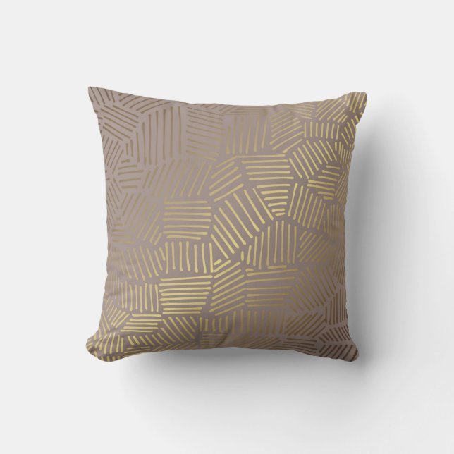 Abstract golden lines pattern throw pillow (Front)