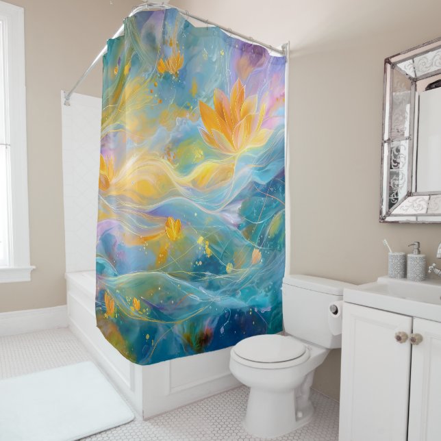 Abstract Golden Lotus Floating Flowers  (In Situ)
