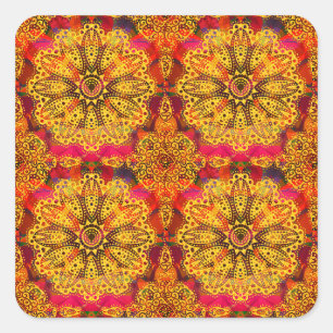 Abstract Golden Mandala Square Sticker