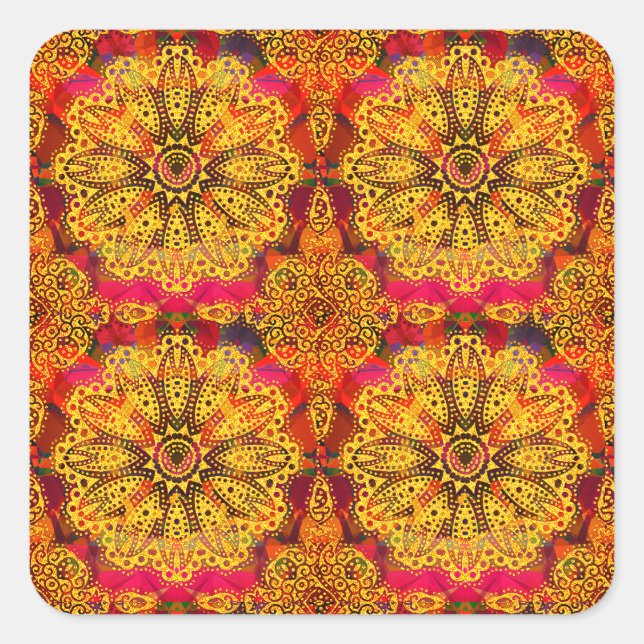 Abstract Golden Mandala Square Sticker (Front)