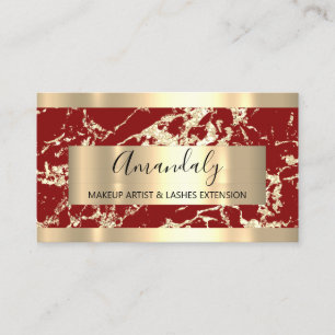 Abstract Golden Modern Marble Burgundy Frame  Business Card