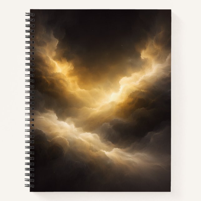 Abstract Golden Nebula Spiral Notebook (Front)