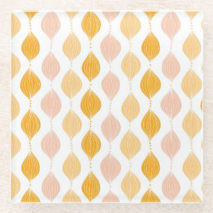 Abstract golden ogee pattern background glass coaster