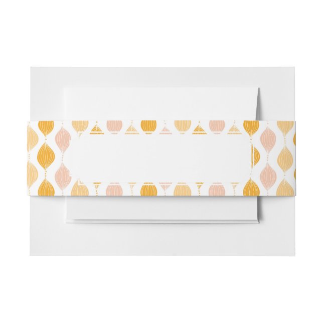 Abstract golden ogee pattern background invitation belly band (Front Example)