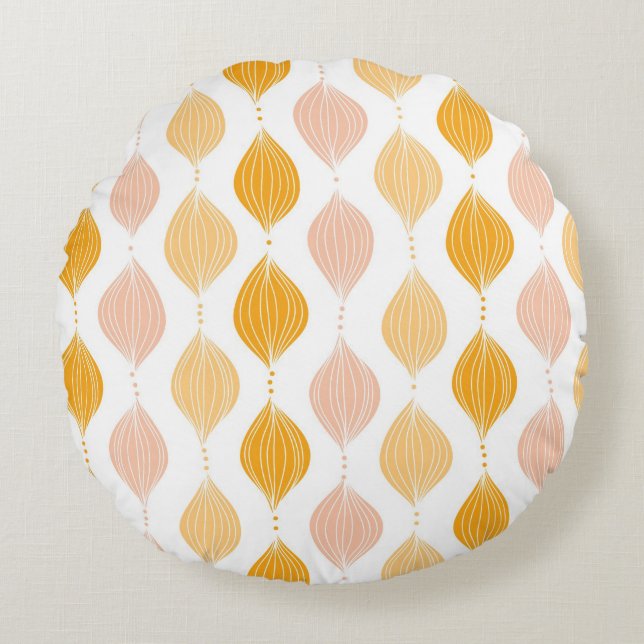 Abstract golden ogee pattern background round pillow (Front)
