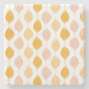 Abstract golden ogee pattern background stone coaster
