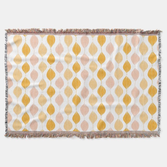 Abstract golden ogee pattern background throw blanket (Front)