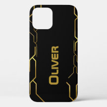 Abstract golden pattern on black with custom name