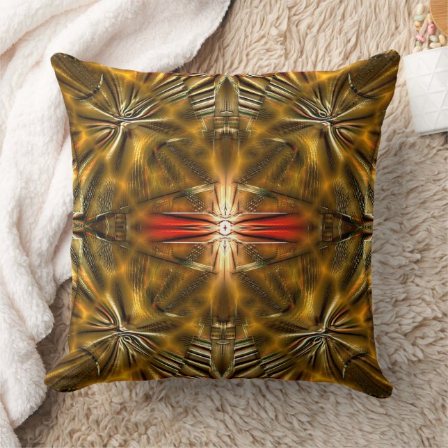 Abstract golden shapes with smooth carving dotting throw pillow (Blanket)