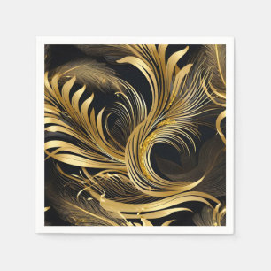 Abstract Golden Swirls Napkin